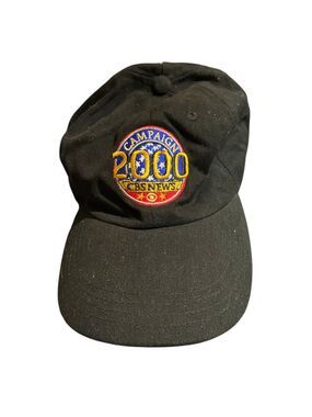 Campaign 2000 CBS News hat black strap back amp